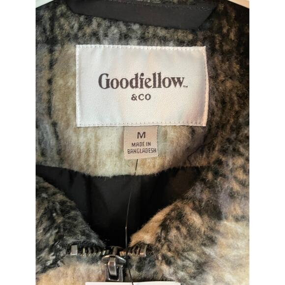 NWT Goodfellow Zip Front Size Medium Plaid Jacket w/pockets PTP 23” Length 26” - Picture 4 of 9